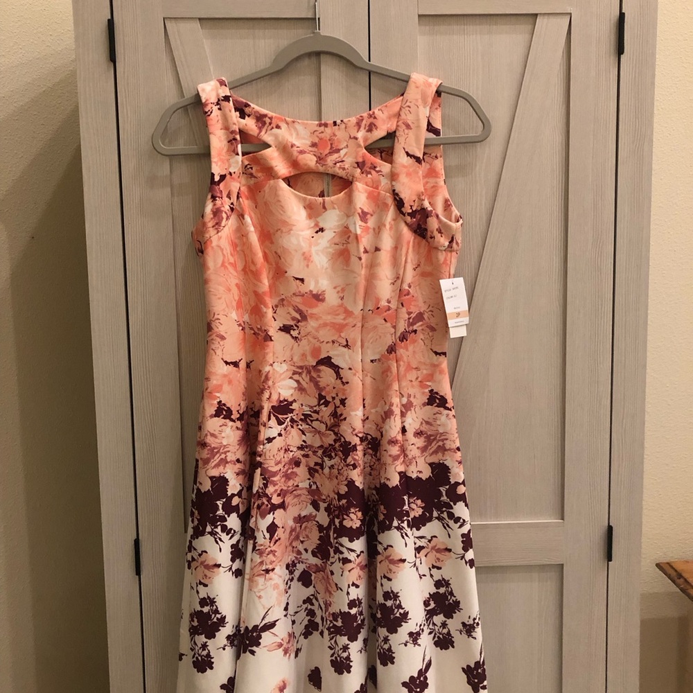 Danny & Nicole Peach and Plum Floral Midi Dress